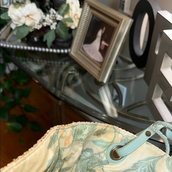 Spartina 449 Bamboo Chic Green and Tan Tote Bag with Woven Design - Picture 13 of 15